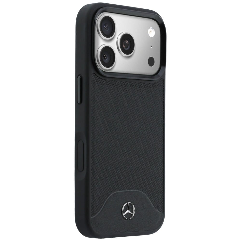 Θήκη Mercedes Δερμάτινη MagSafe με εφέ ξύλου και καμπύλης για iPhone 17 Pro Max, μαύρη - Image 4