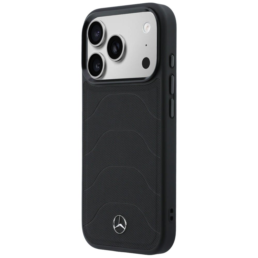 Θήκη Mercedes Δερμάτινη Mesh με Κορδόνι MagSafe για iPhone 17 Pro Max μαύρη - Image 2