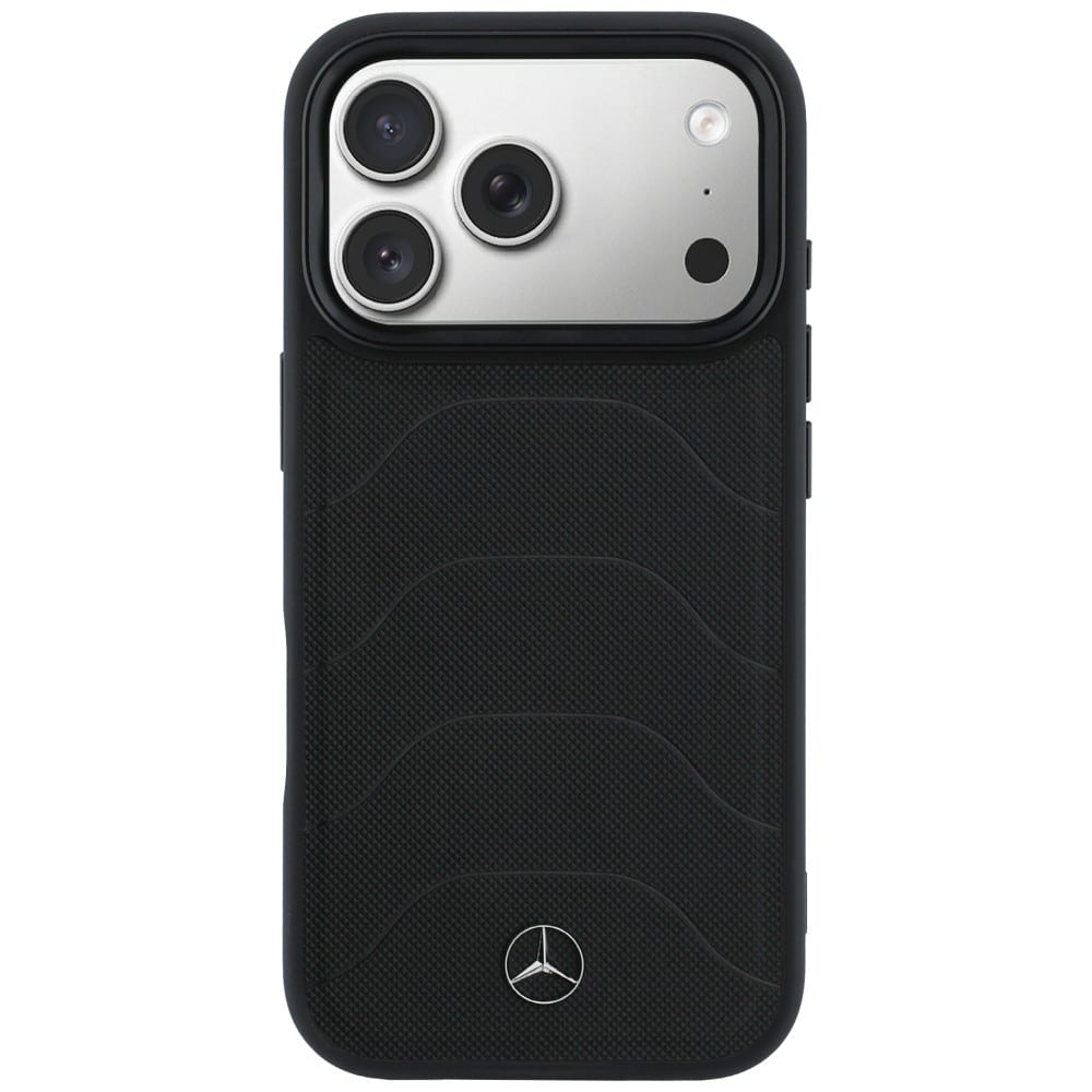 Θήκη Mercedes Δερμάτινη Mesh με Κορδόνι MagSafe για iPhone 17 Pro Max μαύρη - Image 3