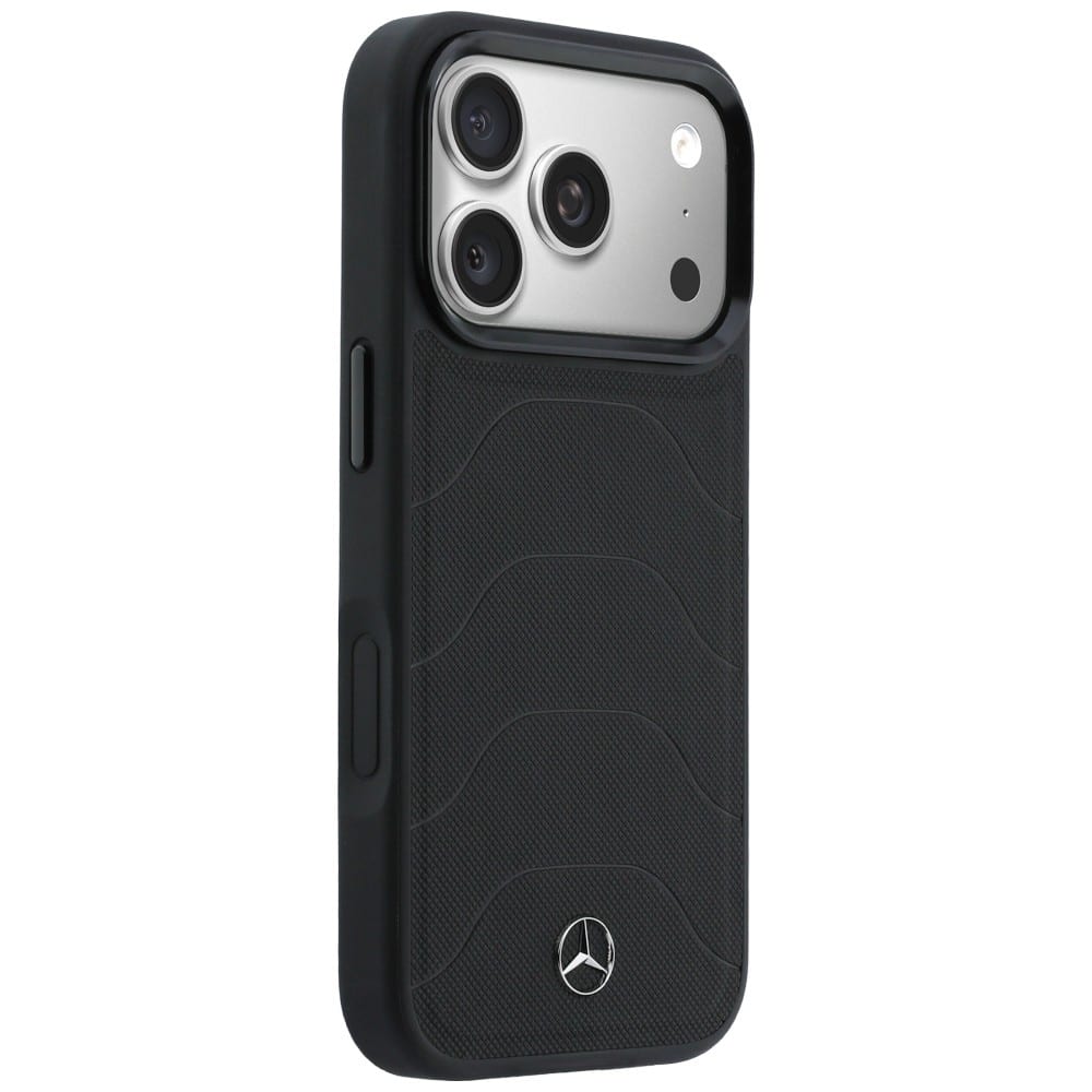 Θήκη Mercedes Δερμάτινη Mesh με Κορδόνι MagSafe για iPhone 17 Pro Max μαύρη - Image 4