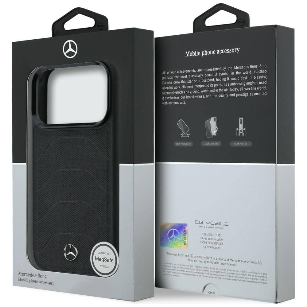 Θήκη Mercedes Δερμάτινη Mesh με Κορδόνι MagSafe για iPhone 17 Pro Max μαύρη - Image 8