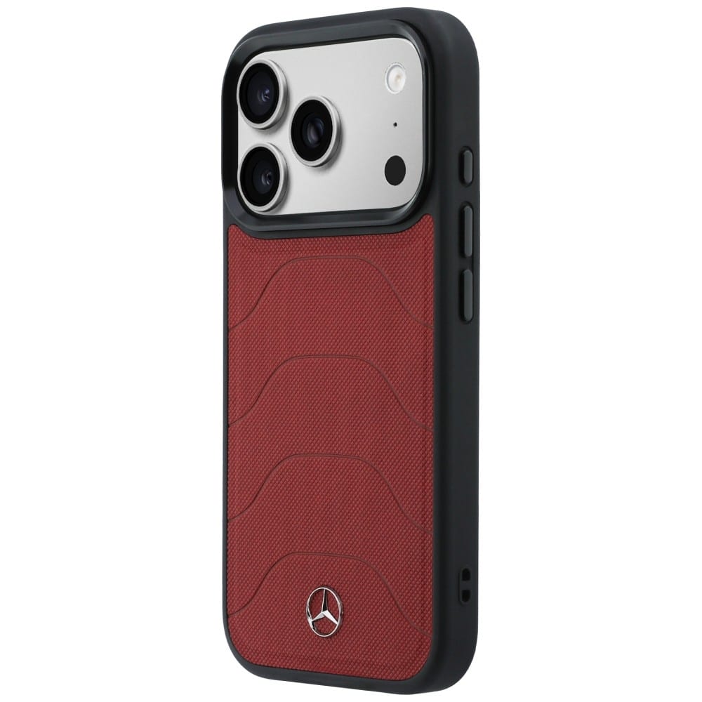 Θήκη Mercedes Δερμάτινη Mesh με Κορδόνι MagSafe για iPhone 17 Pro Max κόκκινη - Image 2