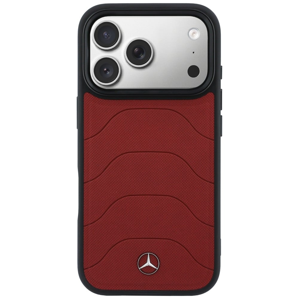 Θήκη Mercedes Δερμάτινη Mesh με Κορδόνι MagSafe για iPhone 17 Pro Max κόκκινη - Image 3