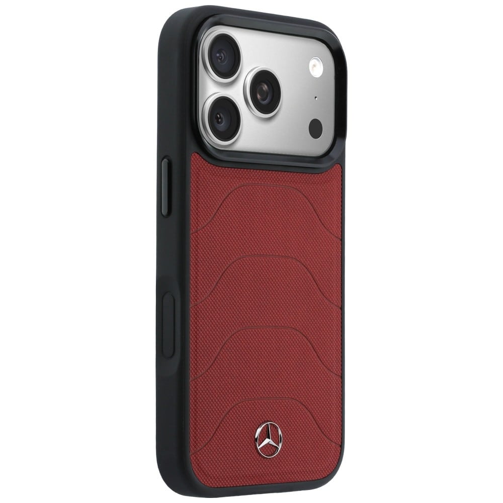 Θήκη Mercedes Δερμάτινη Mesh με Κορδόνι MagSafe για iPhone 17 Pro Max κόκκινη - Image 4