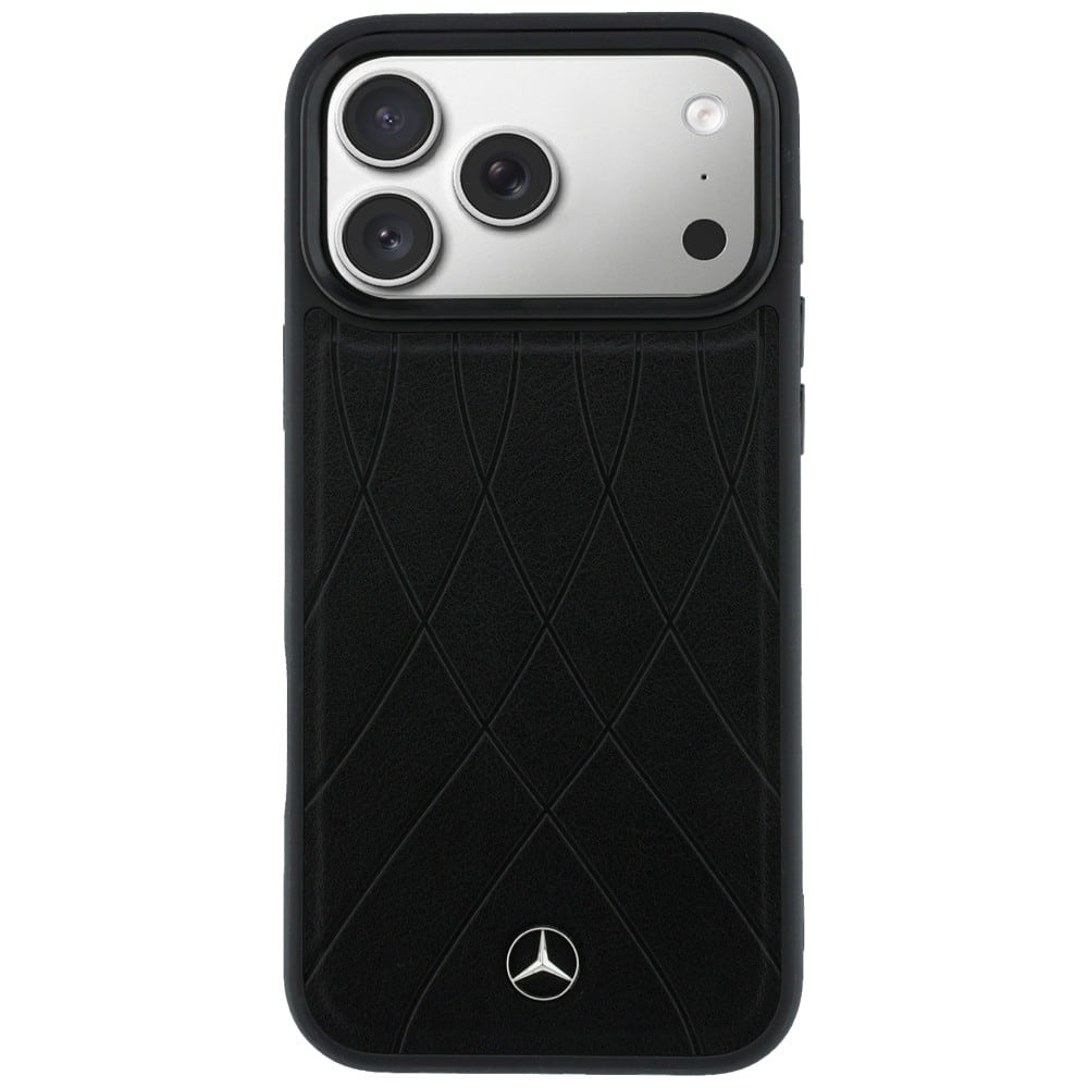Δερμάτινη θήκη Mercedes MagSafe με διασταυρούμενες γραμμές για iPhone 17 Pro Max μαύρη - Image 3
