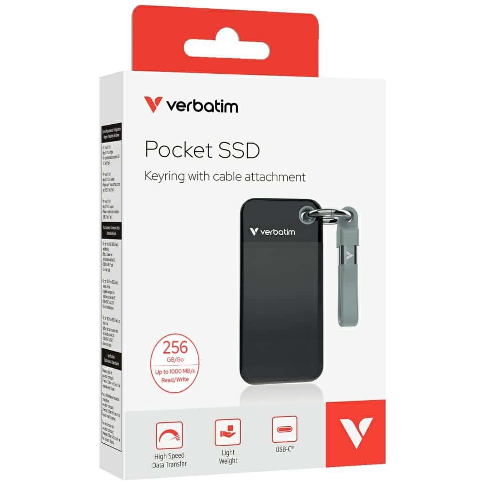Εξωτερικός Δίσκος Verbatim Pocket SSD 256GB USB-C 3.2 γενιάς 2 μαύρο-γκρι 32415 - Image 7