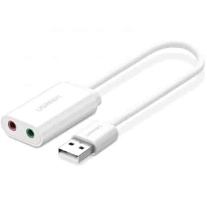 Εξωτερική κάρτα ήχου UGREEN US205, 2 x Jack 3.5mm, Λευκό