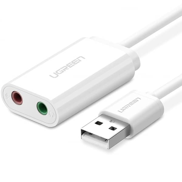 Εξωτερική κάρτα ήχου UGREEN US205, 2 x Jack 3.5mm, Λευκό - Image 2