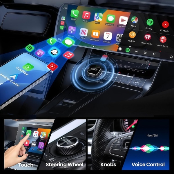 Ασύρματος προσαρμογέας αυτοκινήτου / Android Auto XO DESIGN CZ026 mini, για Apple iPhone / σειρά Android, μαύρο - Image 2