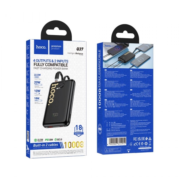 Powerbank Hoco Q37, 10000mAh, 22.5W, QC + PD, Μαύρο - Image 2