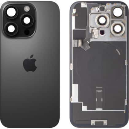 Κάλυμμα μπαταρίας / πίσω γυαλί για Apple iPhone 16 Pro, μαύρο τιτάνιο, τραβηγμένο (βαθμού Α)