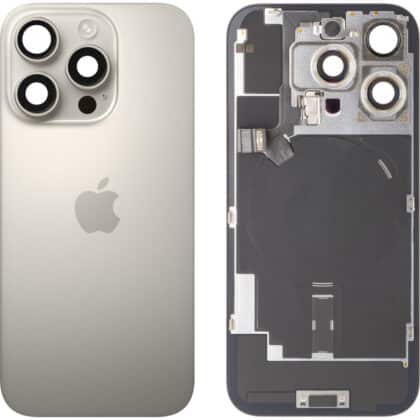Κάλυμμα μπαταρίας / πίσω γυαλί για Apple iPhone 16 Pro, φυσικό τιτάνιο, τραβηγμένο (βαθμού Α)