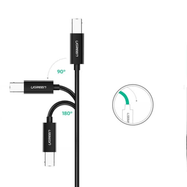 Ugreen printer cable USB-C - USB-B 480Mb/s 2m Μαύρο (US241) - Image 3