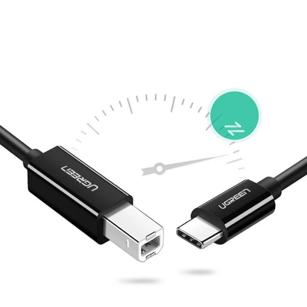 Ugreen printer cable USB-C - USB-B 480Mb/s 2m Μαύρο (US241) - Image 2