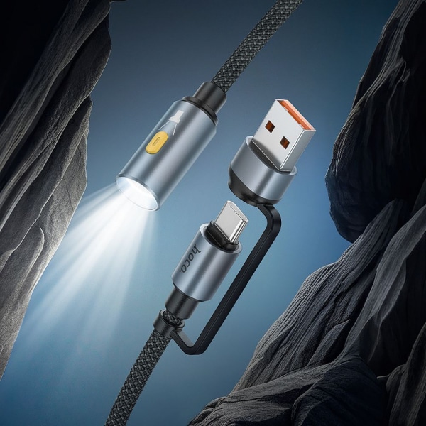 Καλώδιο LED Hoco UA38C, 0,3 m, USB-C / USB-A, Μαύρο - Image 4