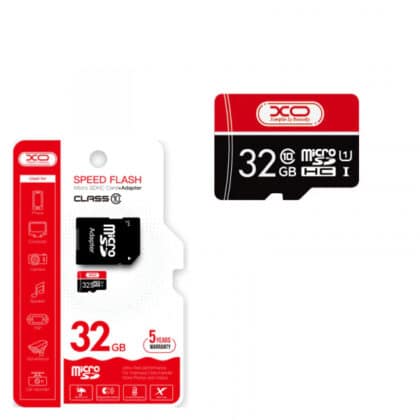 Κάρτα μνήμης microSDHC XO DESIGN Speed Flash με προσαρμογέα, 32Gb, Κλάση 10 / UHS-1 U3