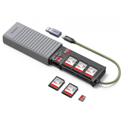 Συσκευή ανάγνωσης καρτών USB / USB-C με κουτί αποθήκευσης UGREEN CM856 (55899), 2 x SD - microSD, Γκρι