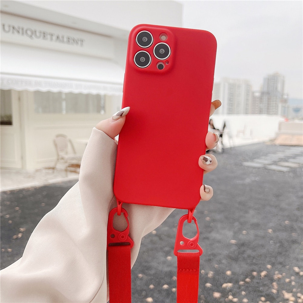 ΟΕΜ Σιλικόνης με Λουράκι - θήκη για Apple iPhone 11 - Κόκκινο - Image 7