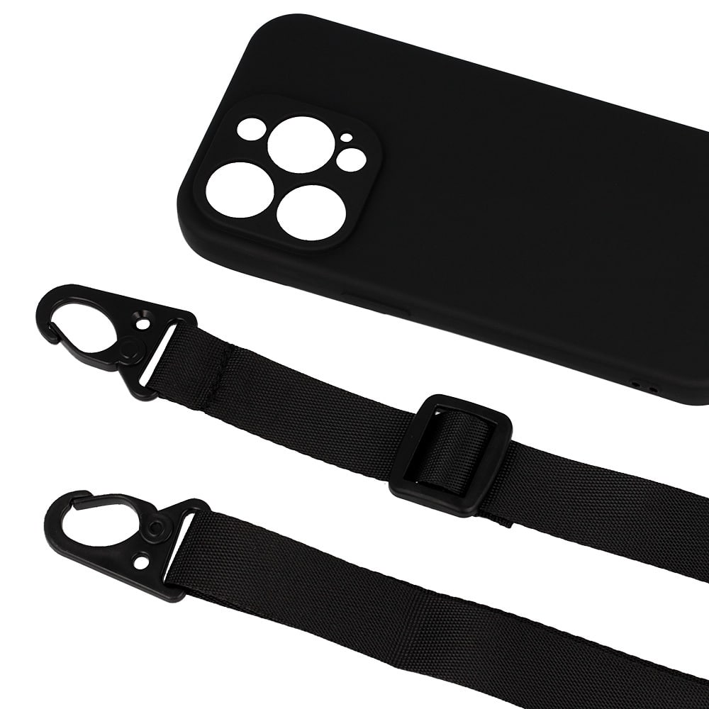 ΟΕΜ Θήκη Σιλικόνης με Λουράκι - θήκη για Apple iPhone 12 Pro - Μαύρο - Image 5