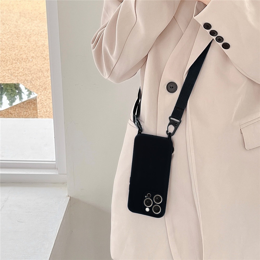 ΟΕΜ Θήκη Σιλικόνης με Λουράκι - θήκη για Apple iPhone 12 Pro - Μαύρο - Image 6