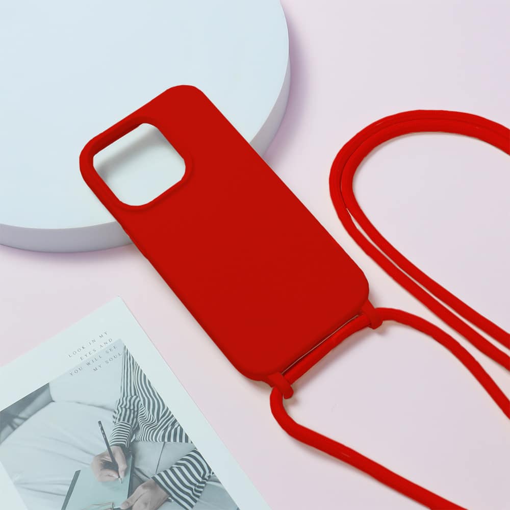UNBRANDED Σιλικόνης με Λουράκι - θήκη για Apple iPhone 13 / 14 - Κόκκινο - Image 5