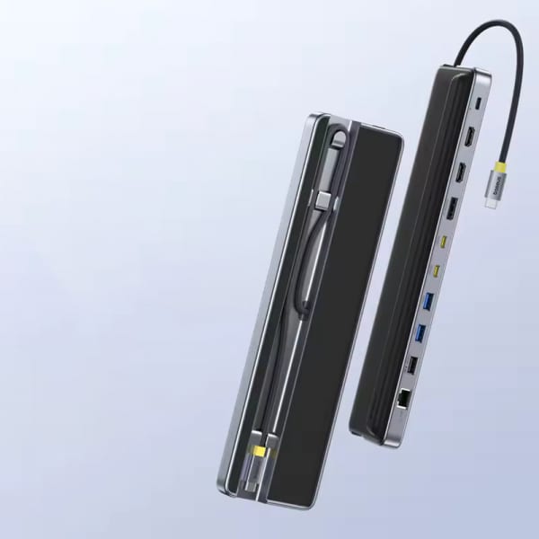 Baseus - Docking Station Elitejoy Eh3 (b0114200) - Usb-C To 2x Hdmi, Dp, 3x Type-C, 3x Usb, Sd/tf, Rj45, 10gbps - Space Grey - Image 3