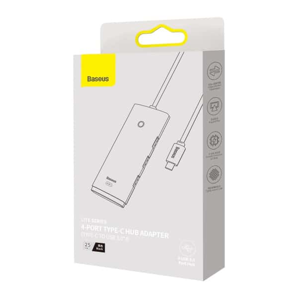 Διανομέας USB-C Baseus Lite, 4 x USB-A 3.0, 0,25 μ., Μαύρο WKQX030301 - Image 2
