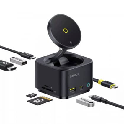 Hub USB-C Baseus MagPro II 7 σε 1, 1 x USB-A - 2 x USB-C - 1 x HDMI - 1 x QI - 1 x SD - 1 x microSD, Μαύρο B00072900121-00