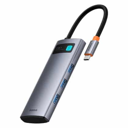 USB-C Hub Baseus Metal Gleam, 3 X USB-A 3.0 - 1 X USB-C - 1 X Hdmi - 1 X Sd - 1 X MicroSD, Grey B00030708811-01