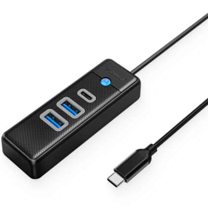 Hub USB-C Orico PWC2U-C3, 2 x USB-A 3.0 - 1 x USB-C, Μαύρο