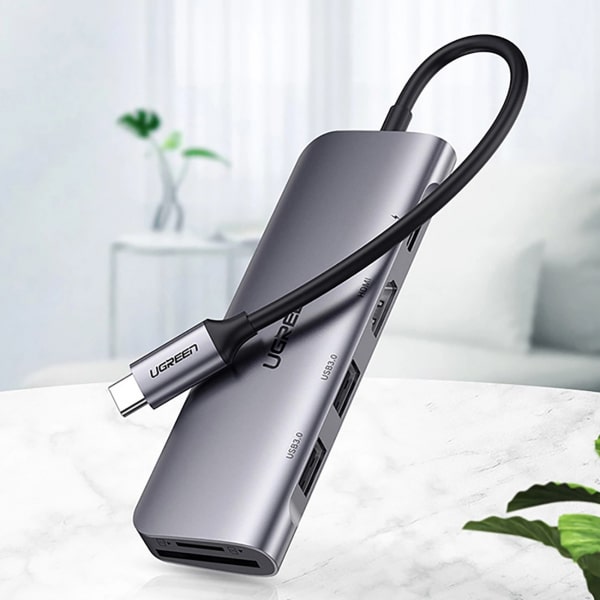 USB-C Hub Ugreen Cm195 (15214), 2 X USB-A 3.0 - 1 X USB-C - 1 X Hdmi - 1 X Sd - 1 X MicroSD, Grey - Image 4