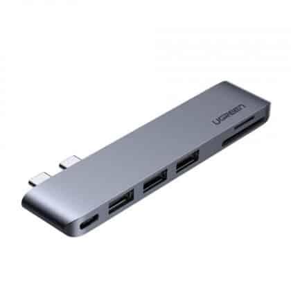 HUB USB-C UGREEN CM251 για MacBook Pro / Air, 3 x USB-A 3.0 - 1 x USB-C - 1 x SD - 1 x microSD, Γκρι