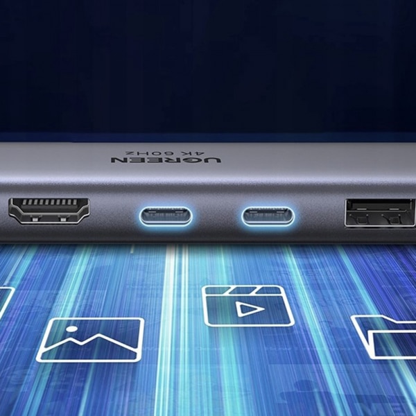 USB-C Hub Ugreen Cm511 (45521), 1 X USB-A 3.2 - 3 X USB-C - 1 X Hdmi - 1 X Sd - 1 X MicroSD, Grey - Image 4