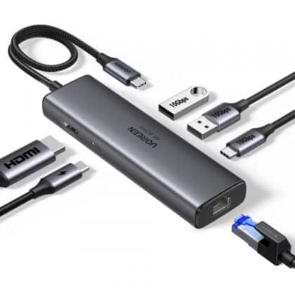 USB-C Hub Ugreen Cm512 (45000), 2 X USB-A 3.2 - 2 X USB-C - 1 X Hdmi - 1 X Rj45 - 1 X Sd - 1 X MicroSD, Grey