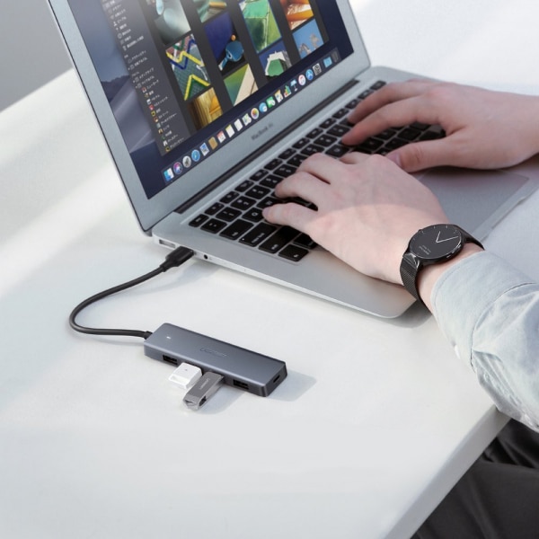 Ugreen - Docking Station CM219 (70336) - Type-C σε 4xUSB-A 3.0, Micro-USB Θύρα Τροφοδοσίας, 5Gbps - Γκρι - Image 2
