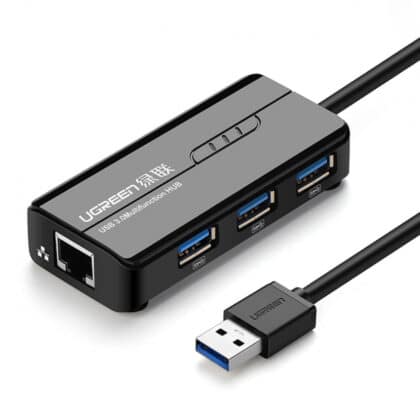 Ugreen HUB USB-A / RJ45 1000 Mbps / 3x USB 3.0 network adapter (Μαύρο) (20265)
