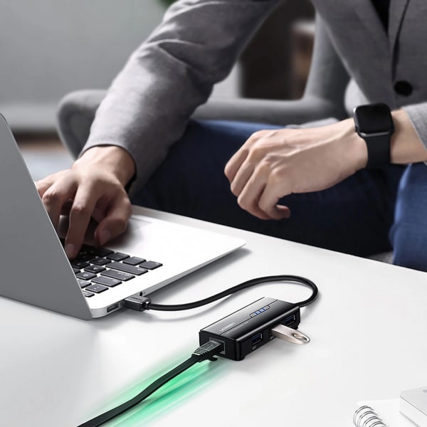 Ugreen HUB USB-A / RJ45 1000 Mbps / 3x USB 3.0 network adapter (Μαύρο) (20265) - Image 3
