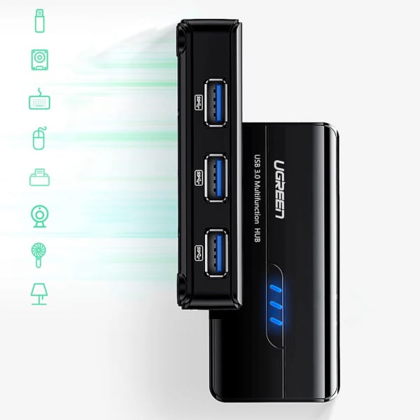 Ugreen HUB USB-A / RJ45 1000 Mbps / 3x USB 3.0 network adapter (Μαύρο) (20265) - Image 2