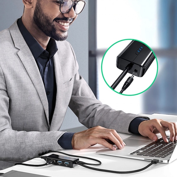 Ugreen HUB USB-A / RJ45 1000 Mbps / 3x USB 3.0 network adapter (Μαύρο) (20265) - Image 4