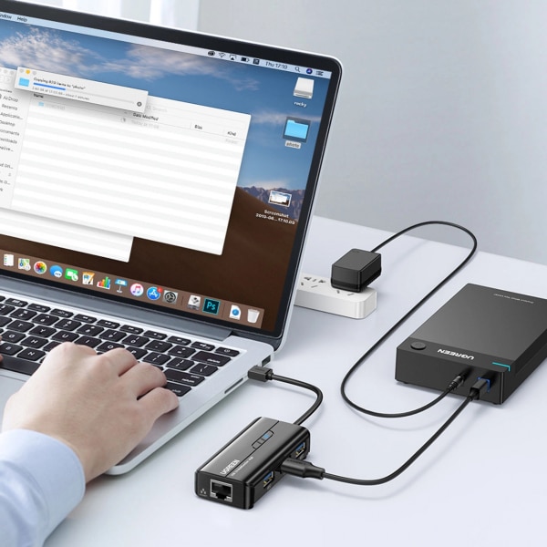 Ugreen HUB USB-A / RJ45 1000 Mbps / 3x USB 3.0 network adapter (Μαύρο) (20265) - Image 5