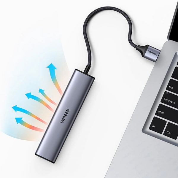 Ugreen multifunctional adapter HUB USB 3.0 - 3 x USB / Ethernet RJ-45 / USB Type C PD gray (CM475) - Image 4