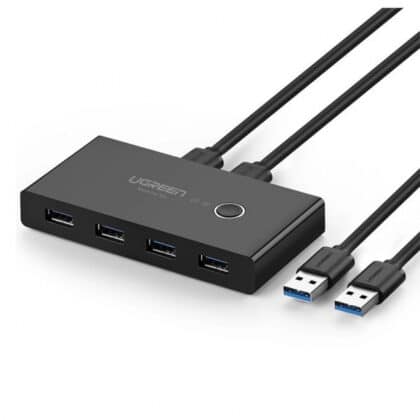 Ugreen - Docking Station Sharing Switch Box US216 (30768) - 4x USB-A, 2x USB Καλώδιο, Plug & Play, LED, 5Gb/s, 1.5 m - Μαύρο