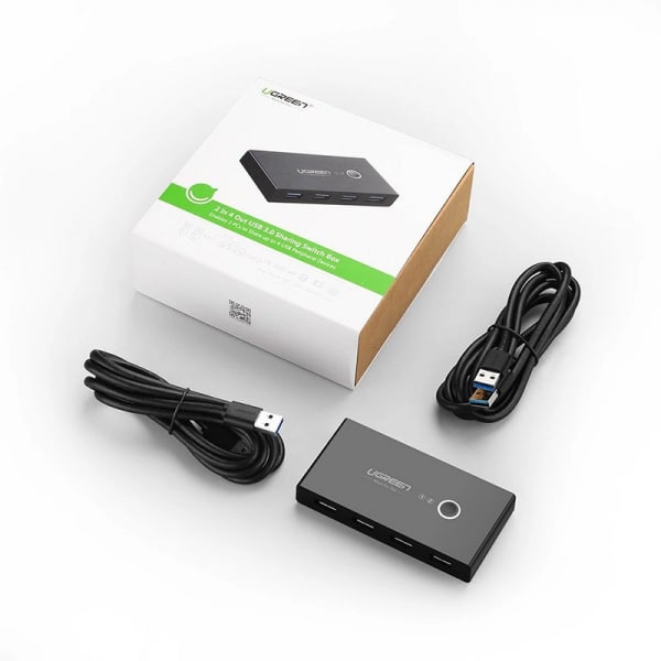 Ugreen - Docking Station Sharing Switch Box US216 (30768) - 4x USB-A, 2x USB Καλώδιο, Plug & Play, LED, 5Gb/s, 1.5 m - Μαύρο - Image 3