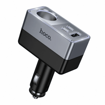 Φορτιστής Αυτοκινήτου Hoco Z65A, 165W, 3A, 1 x Επέκταση - 1 x USB-A - 2 x USB-C, Μαύρο