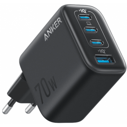 Φορτιστής τοίχου Anker Zolo, 70W, 3.5A, 1 x USB-A - 3 x USB-C, Μαύρο A121CG11