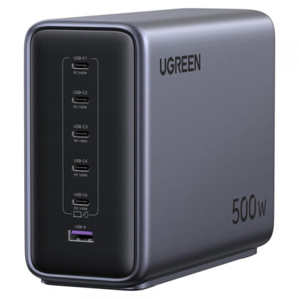 Φορτιστής γραφείου UGREEN Nexode X759 (55550B), 500W, 5A, 1 x USB-A - 5 x USB-C, Γκρι