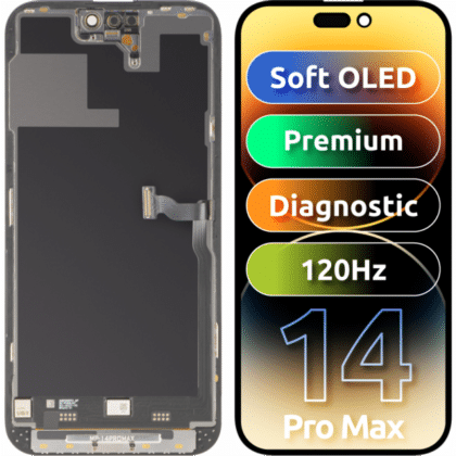 Μονάδα οθόνης LCD MP για Apple iPhone 14 Pro Max, Premium Soft OLED FHD 120Hz Διαγνωστική έκδοση, Aftermarket, Μαύρο