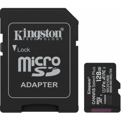 Κάρτα μνήμης microSDXC Kingston Canvas Select Plus Android A1 με προσαρμογέα, 128Gb, Κλάση 10 / UHS-1 U1 SDCS3/128GB