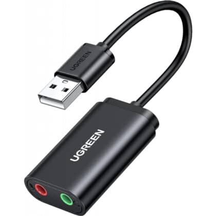 Εξωτερική κάρτα ήχου Ugreen US205, 2 x Jack 3.5mm, μαύρη