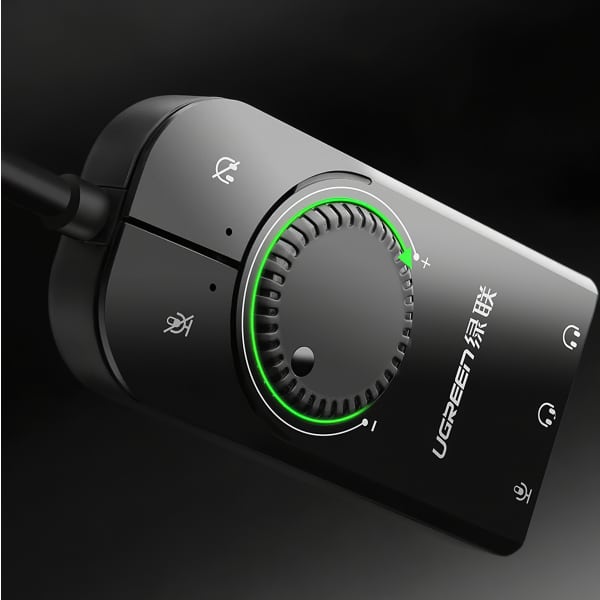 Ugreen external sound card music USB adapter - 3.5 mm mini jack with volume control 15cm black (40964) - Image 2